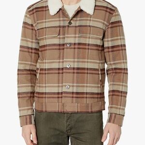 PAIGE Douglas burnt copper Brown Plaid Jacket with Sherpa Collar small